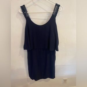 Maeve Navy size 8 tiered dress with crocheted straps